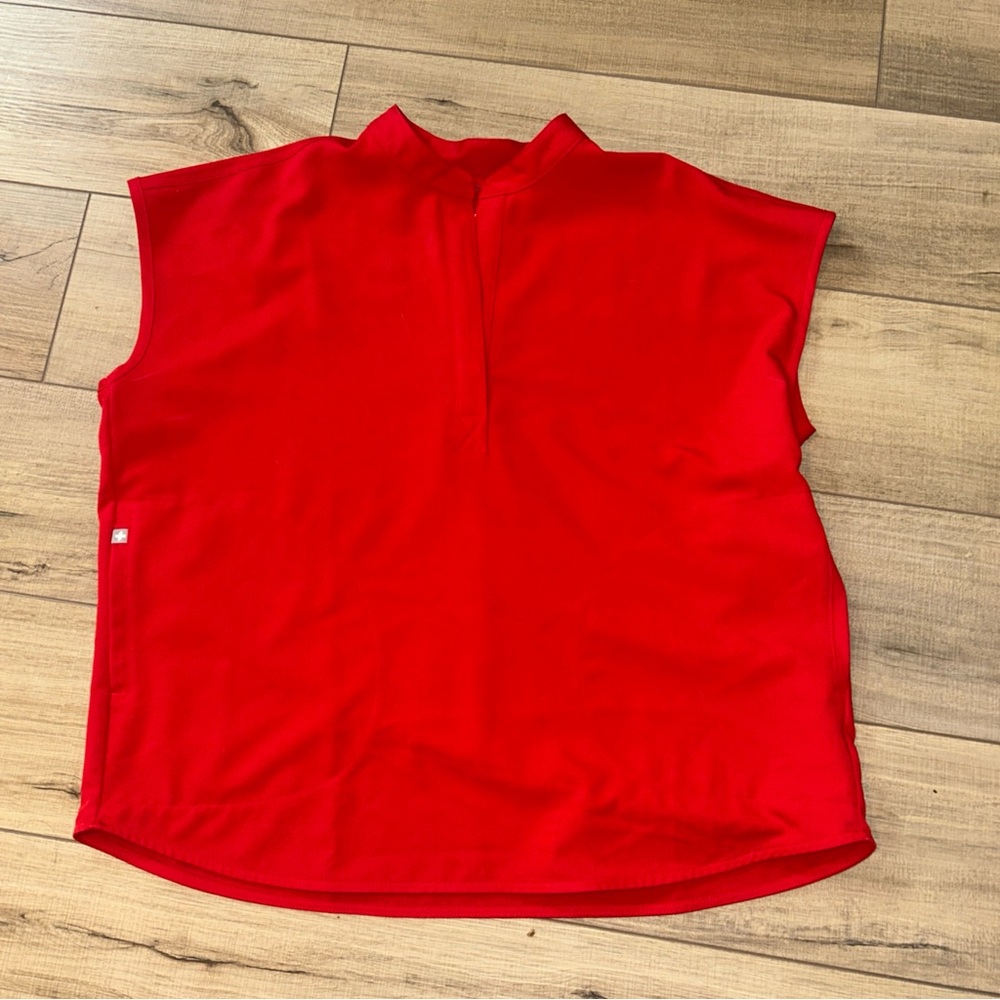 Figs Rafaela Oversized Scrub Top Medical Nurse Performance Red Women M